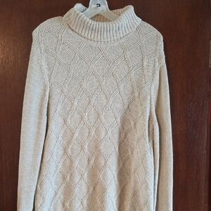 Club Room Beige Diamond Knit Turtleneck Sweater